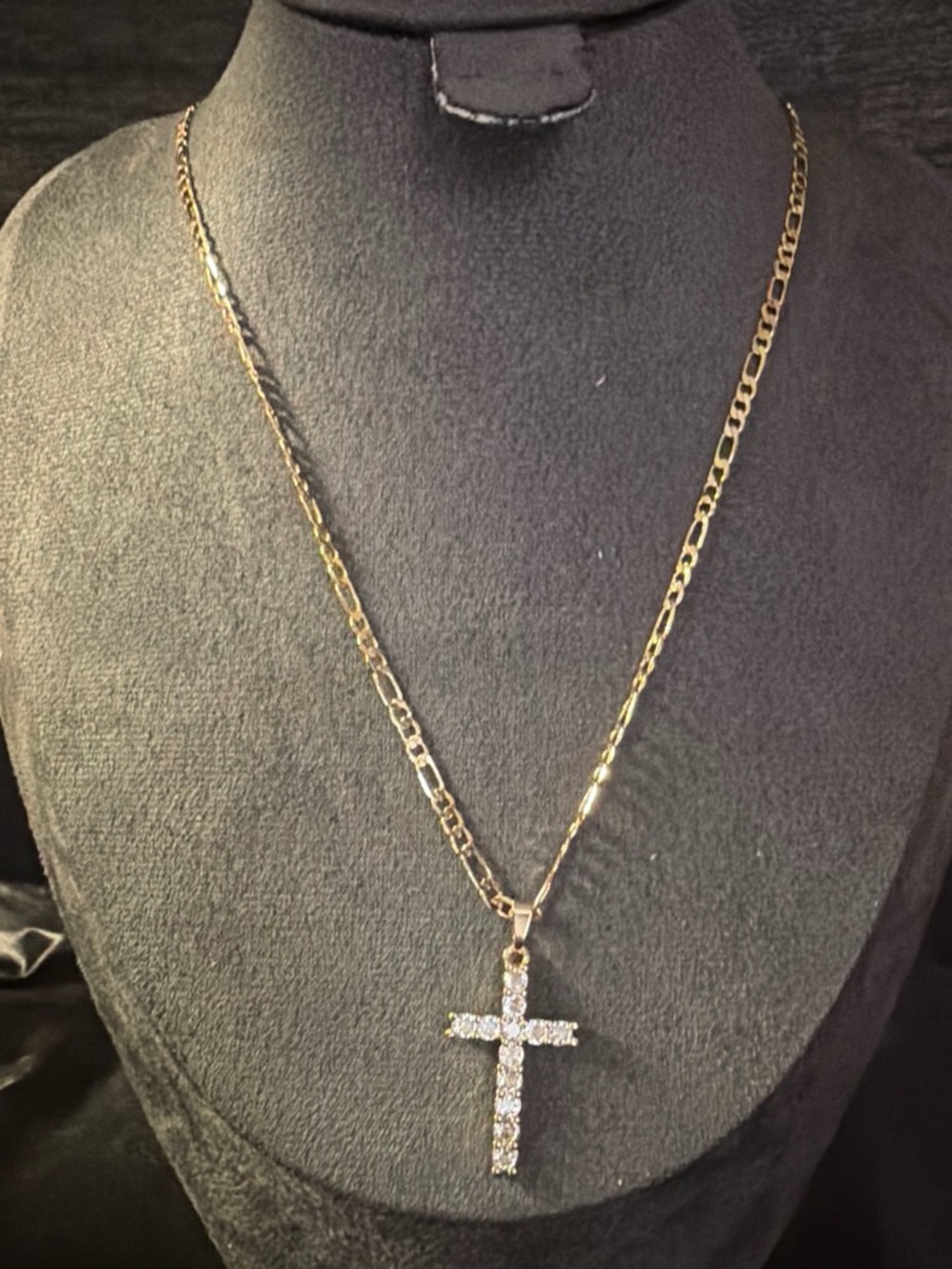 Gold Crystal Cross Pendant Necklace - Women Jewelry